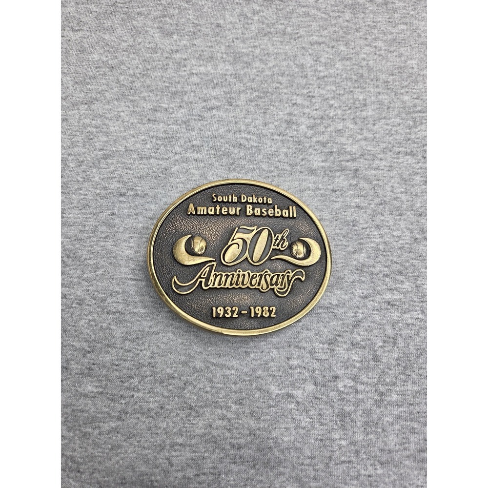 South Dakota Amateur Baseball League 50th Anniversary Solid Brass Belt Buckle
